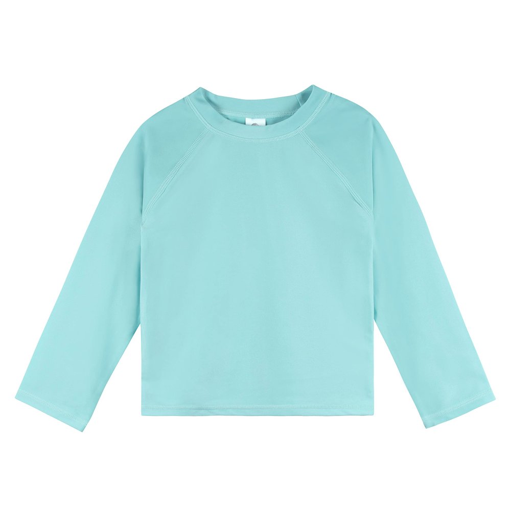 Gerber Unisex Baby Toddler UPF 50+ Long Sleeve Rashguard Swim Rash Guard Shirt, Aqua, 6-9 Months US