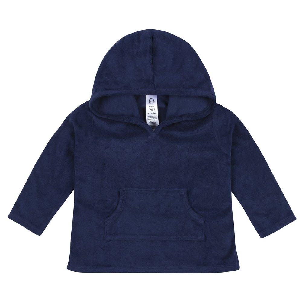 Gerber Baby Toddler Hooded Kangaroo Pocket Terry Cover Up, Navy, 18 Months