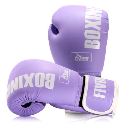 FIVING Pro Style Boxing Gloves for Women, PU Leather, Training Muay Thai,Sparring,Fighting Kickboxing,Adult Heavy Punching Bag Gloves Mitts Focus Pad Workout for Ladies (New Purple, 10oz)