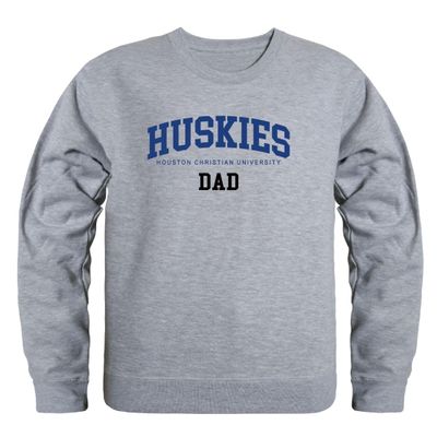 W Republic Houston Baptist University Huskies Dad Fleece Crewneck Pullover Sweatshirt Heather Grey Small