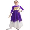 JEATHA Kids Girls Long Sleeve Shiny Metallic Praise Asymmetrical Tunic Dress Lyrical Contemporary Dance Costume Purple A 6 Years view 1