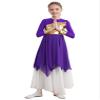 JEATHA Kids Girls Long Sleeve Shiny Metallic Praise Asymmetrical Tunic Dress Lyrical Contemporary Dance Costume Purple A 6 Years view 3