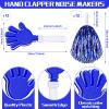 Sosation 36 Pcs Team Spirit Accessories, Cheerleading Pom Poms Hand Clappers Party Favors and Thunder Sticks Noise Makers for Sporting Events Football Baseball Cheering Essentials(Blue Silver) view 2