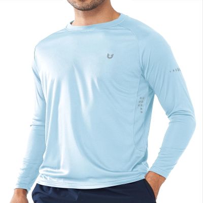 NORTHYARD Men's Sun Protection Shirts UPF 50+ Long Sleeve Swim Rash Guard Shirt Running Workout Athletic Hiking UV Fishing SkyBlue L