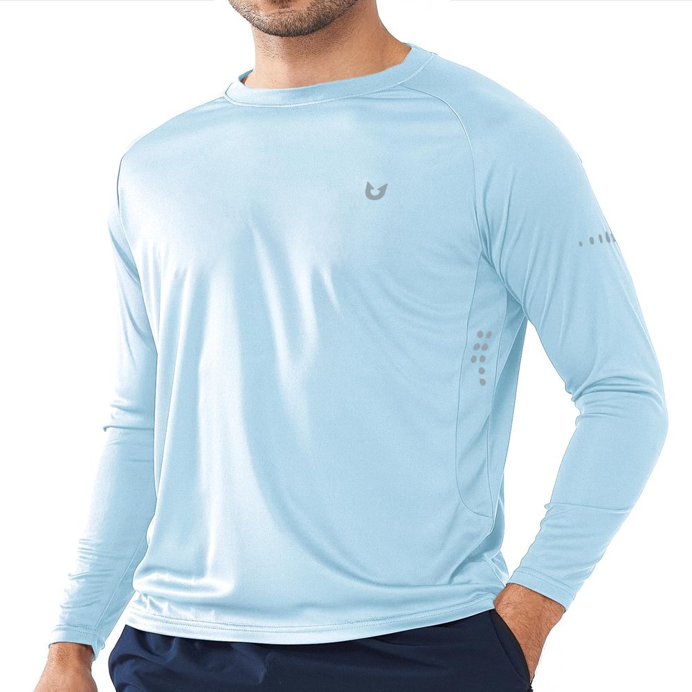 NORTHYARD Men's Sun Protection Shirts UPF 50+ Long Sleeve Swim Rash Guard Shirt Running Workout Athletic Hiking UV Fishing SkyBlue L