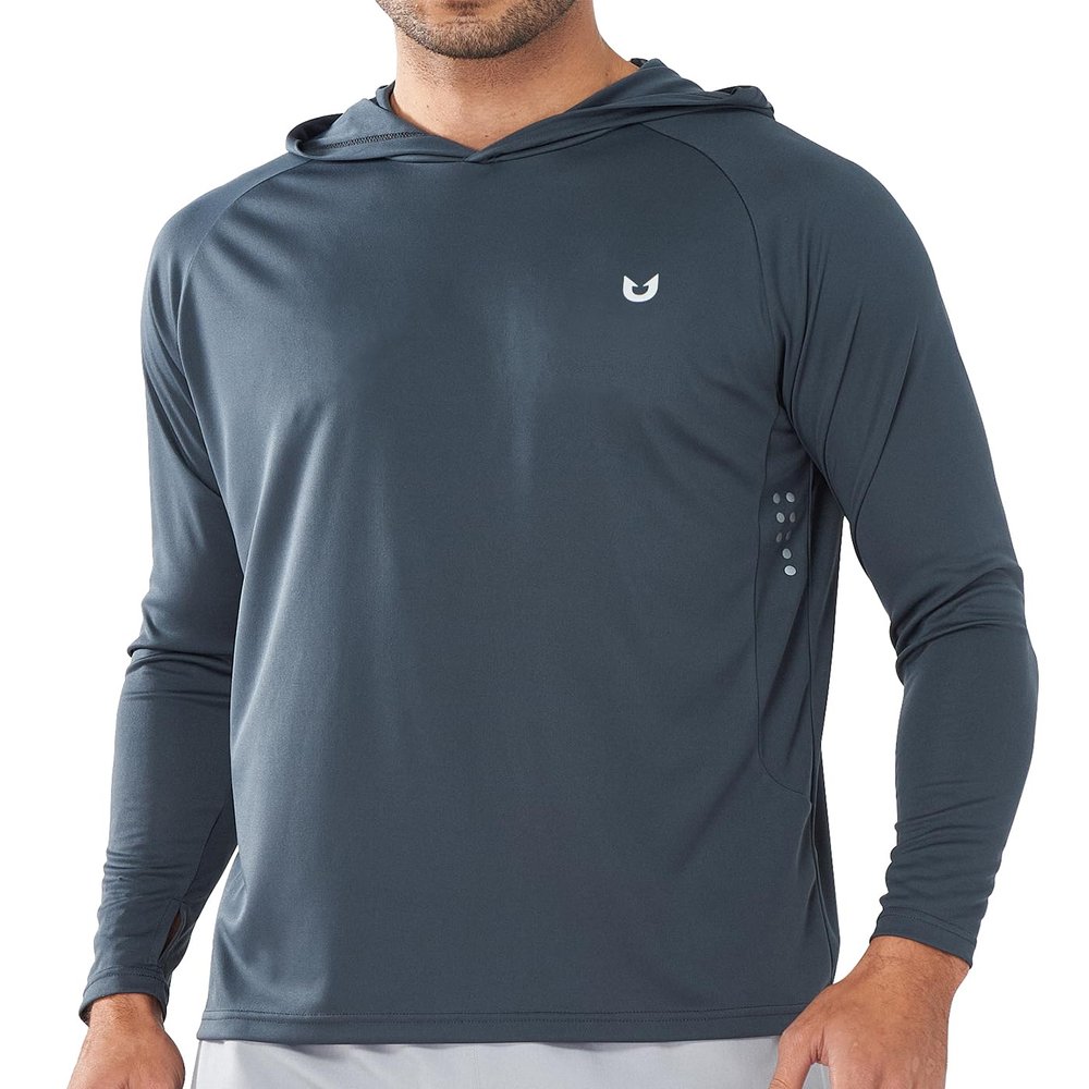 NORTHYARD Men's UPF 50+ Hoodie Shirts Long Sleeve Sun Protection Fishing Swim Beach UV SPF Rash Guard Quick Dry Lightweight Darkgrey 3XL