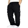 ZGZZ7 Men's Classic Cargo Sweatpants Fleece Loose Fit Drawstring Sweatpants with Pockets Black view 1