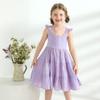 YOUNGER TREE Toddler Baby Girl Dress Summer Outfits Flutter Sleeve Smocked Dress Kids Causal Boho Dresses Clothes (3-4T, Purple Dress) view 2