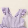 YOUNGER TREE Toddler Baby Girl Dress Summer Outfits Flutter Sleeve Smocked Dress Kids Causal Boho Dresses Clothes (3-4T, Purple Dress) view 4