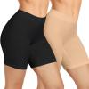 ZENUTA 2 Pack Anti Chafing Shorts Women, Seamless Slip Shorts for Under Dresses, Spandex Bike Shorts for Yoga Workout (2pcs Black Nude) view 1