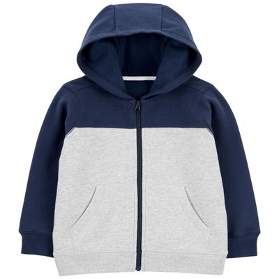 Carter's Boys Classic Fleece Zip-Up Hoodie (as1, age, 4_years, Navy Heather Combo)