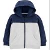 Carter's Boys Classic Fleece Zip-Up Hoodie (as1, age, 4_years, Navy Heather Combo) view 1