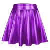 Metallic Womens High Waisted Skater Skirt - Flared Mini Rave Skirt in Purple Medium view 1