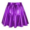 Metallic Womens High Waisted Skater Skirt - Flared Mini Rave Skirt in Purple Medium view 3