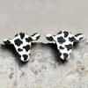 8pcs Western Vintage Cowgirl Cowboy Natural Wooden Stud Earrings Bulk Cattle Head Boot Cactus Hat Lightning Bolt Print for Women Handmade Tribal Animal Jewelry view 2