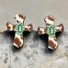 8pcs Western Vintage Cowgirl Cowboy Natural Wooden Stud Earrings Bulk Cattle Head Boot Cactus Hat Lightning Bolt Print for Women Handmade Tribal Animal Jewelry view 4