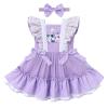 2 Year Old Birthday Outfit Girl - Hippie Groovy Style Photography Props - Ruffle Tutu Dress First Birthday Outfits Casual Summer Clothes Princess Photoshoot Set Purple & Butterfly 12-18 Months view 4