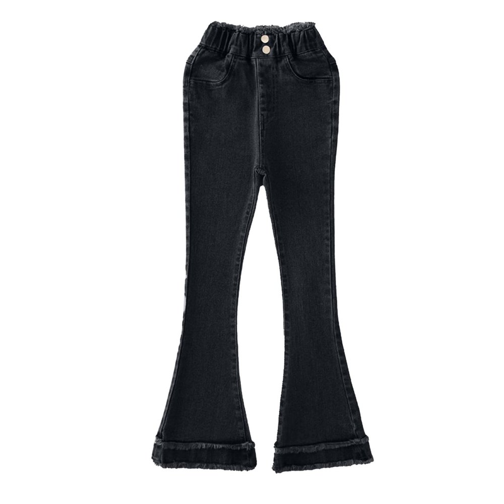 Tollder Girl High Elastic Waist Flare Slimming Leg Pants Casual Long Bell Bottom Jeans Toddler Girl (Black, 4-5 Years)
