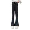 Tollder Girl High Elastic Waist Flare Slimming Leg Pants Casual Long Bell Bottom Jeans Toddler Girl (Black, 4-5 Years) view 3