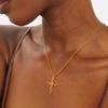 LADYGD Cross Necklace for Women 14K Gold Plated Birth Flower Necklaces Rope Cross Pendant Fashion Gold Jewelry Birthday Gifts 12 Month 19.5" Morning Glory view 2