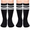 Sarfel Boys & Girls Unisex Kids Knee-High Striped Tube Socks, 4 Count, Black & White, S & M, 3-6 Years view 1