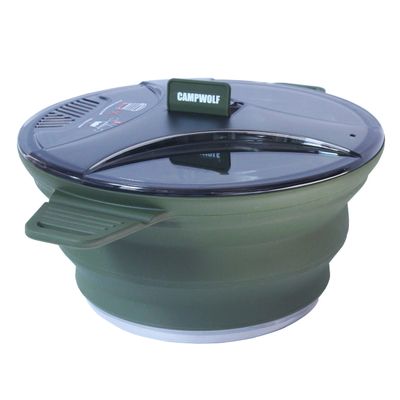 CAMPWOLF 2.5L Collapsible Camping Cook Pot,Portable Cookware for Outdoor Hiking (Dark Green)