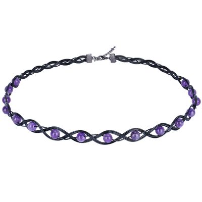 CoTeeZa Handmade Amethyst Braided Crown Fairy Elven Circlet Viking Healing Crystal Headband Tiara for Women Men Renaissance Cosplay Headpiece for Gift Wedding Prom Quinceanera Meditation