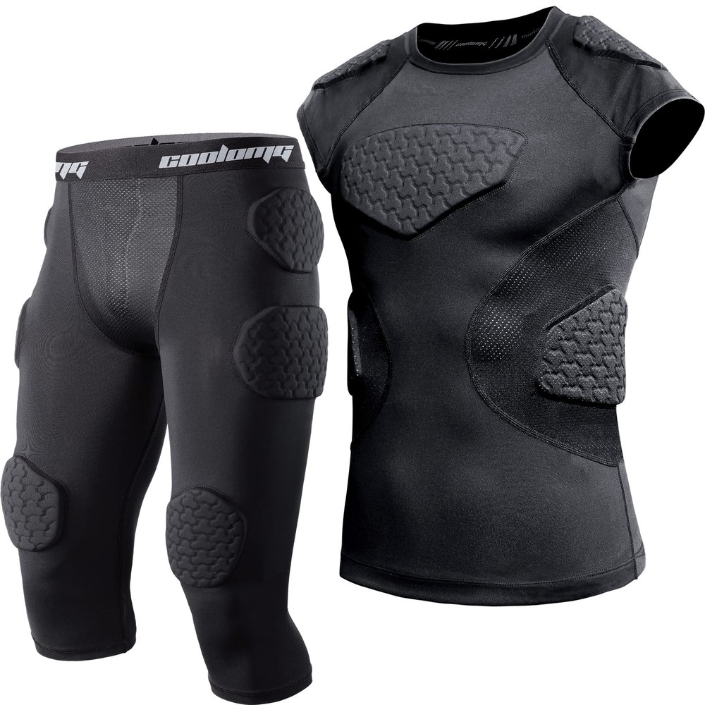 COOLOMG Youth Football Padded Shirts+Youth Football Padded Leggings M