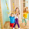 Swing Ninja Ring Indoor Outdoor Backyard PlaySet Fitness Gymnastic Training Equipment, 2 Pack Yellow Hanging Jungle Gym Fist Trapeze Monkey Bars Climbing Ring Ninja Warrior Obstacle Course Attachments view 2