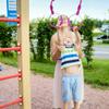 Swing Gymnastic Ring Warrior Obstacle Course Slackline Climb Trapeze Fist Training Equipment, 2 Purple Ninja Monkey Bar Hang Jungle Fist Workout Outdoor Indoor Home Gym Backyard Playground Play Sets view 2
