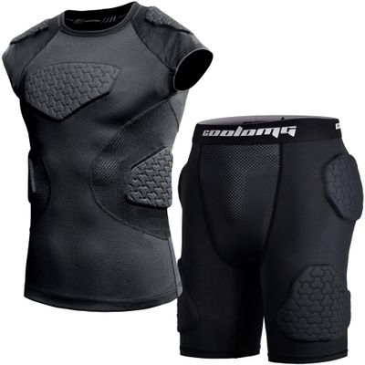 COOLOMG Youth Padded Shirts+Youth Football Padded Shorts Size XL