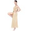 AFAVOM Lyrical Dance Costume for Women Adult Contemporary Dance Dress Lyrical Dancewear Sleeveless Ballet Leotard Bodysuit + Flowy Tulle Long Sheer Wrap Skirt 2PCS Lyrical Dance Outfit Champagne L view 3
