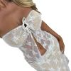NUFIWI Women Lace Trim Strapless Tube Top Y2k Off Shoulder Backless Bandeau Top Knitted Aesthetic Crop Tank Top(Mesh Lace White,Medium) view 4