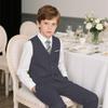 Boy's Blue Suit Kids Navy Blue Ring Bearer Wedding Suits Vest and Pants Set for Little Boy Formal Dresswear Size 6 view 3