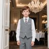 Boy's Blue Suit Kids Navy Blue Ring Bearer Wedding Suits Vest and Pants Set for Little Boy Formal Dresswear Size 6 view 4