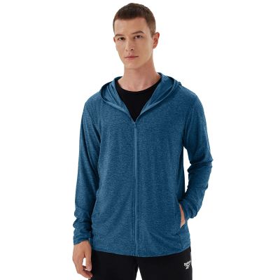 Corna Men's UPF 50+ Sun Protection Hoodie Lightweight Fishing Shirts for Men Long Sleeve UV Protection Outdoors Hiking Running(Dark Blue,2XL