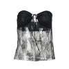 NUFIWI Women Lace Trim Strapless Tube Top Y2k Off Shoulder Backless Bandeau Top Knitted Aesthetic Crop Tank Top(Mesh Lace Black,Large) view 4