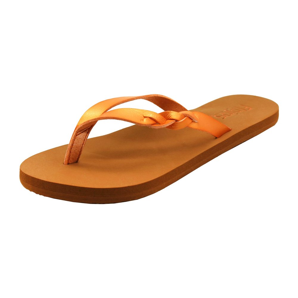 SERENITY, THONG W/OUTSIDE STRAP WOVEN, ORANGE/TAN, 6 M US