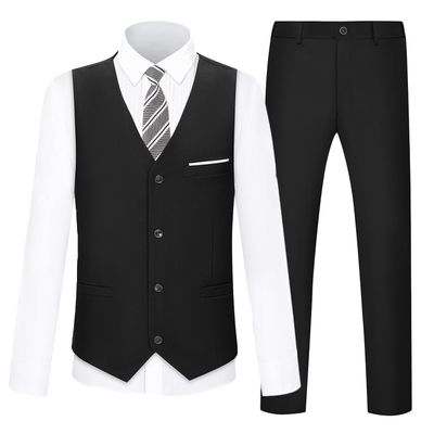 KEYWANTS Boys Suit for Kids Formal Black Tuxedo Suits Vest and Pants Set Toddler Boy Dress Clothes for Wedding Size 7