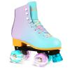 LIKU Quad Roller Skates for Girl and Women with All Wheel Light Up,Indoor/Outdoor Lace-Up Fun Illuminating Roller Skate for Kid (Purple, J12-J13) view 1