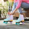 LIKU Quad Roller Skates for Girl and Women with All Wheel Light Up,Indoor/Outdoor Lace-Up Fun Illuminating Roller Skate for Kid (Purple, J12-J13) view 2