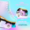 LIKU Quad Roller Skates for Girl and Women with All Wheel Light Up,Indoor/Outdoor Lace-Up Fun Illuminating Roller Skate for Kid (Purple, J12-J13) view 4