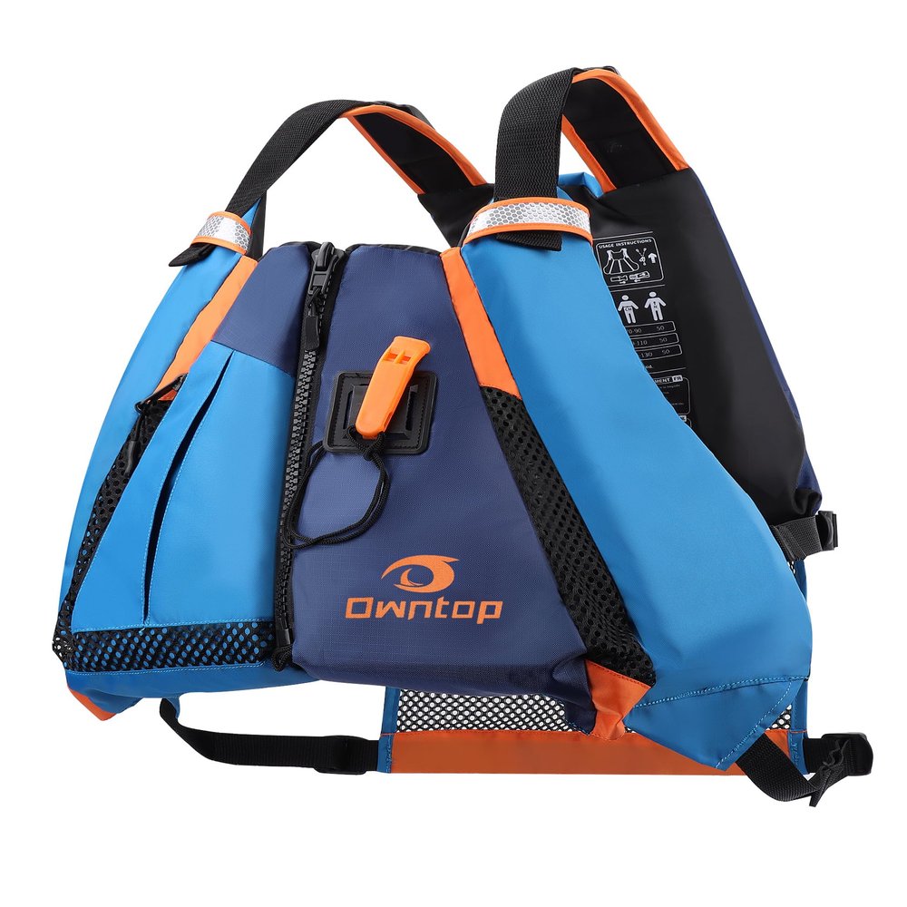 Owntop Swim Vest for Adult, Paddle Sports Swim Jackets with Adjustable Safety Strap, Premium Buoyancy Men Women Float Swim Vests for Kayaking Surfing Boating (Blue, M/L)