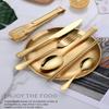 Travel Portable Gold Silverware Set With Case Stainless Steel Camping Flatware Set 10 Piece Modern Cutlery Tableware Utensils Set for Picnic and Other Outdoor Activities Mirror Polished view 2