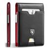 GSOIAX Men's Slim RFID Blocking Leather Wallet with Money Clip Minimalist Carbon Fiber Bifold Credit Card Holder 11 Card Slots Gift Box Included(Leather red) view 1