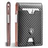 GSOIAX Men's Slim RFID Blocking Leather Wallet with Money Clip Minimalist Carbon Fiber Bifold Credit Card Holder 11 Card Slots Gift Box Included(Carbon Pink) view 1