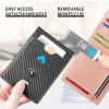 GSOIAX Men's Slim RFID Blocking Leather Wallet with Money Clip Minimalist Carbon Fiber Bifold Credit Card Holder 11 Card Slots Gift Box Included(Carbon Pink) view 3