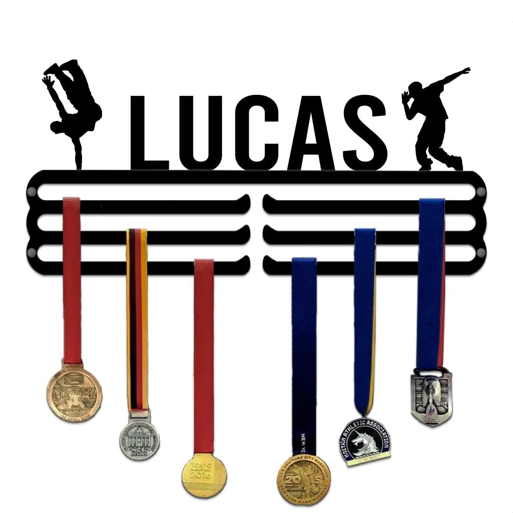 Personalized Dancing Medal Wall Hangers with Name, Award Plaque Hanger for Boys, Custom Metal Sports Sign, Medal Display Holder, Birthday Gift for Kids, Sports Medal Hanger, Boys Room Decorations