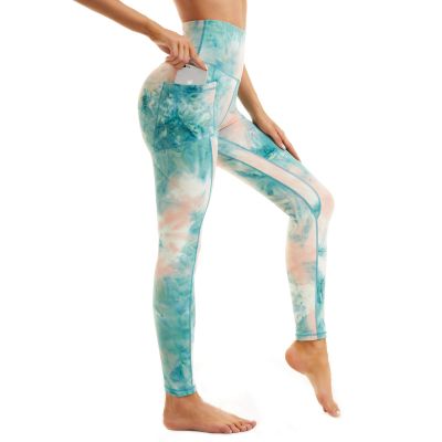 Devirld Womens Yoga Pants with Pockets, Stretch Workout Pants for Women, Colorful Tie Dye Running Gym Sports Leggings for Women, Tie Dye 04, Large