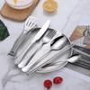 Travel Portable Silverware Set With Case Stainless Steel Camping Flatware Set 10 Piece Modern Cutlery Tableware Utensils Set for Picnic and Other Outdoor Activities Mirror Polished view 2